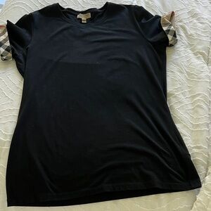 Burberry Black Top with Patterned Sleeves